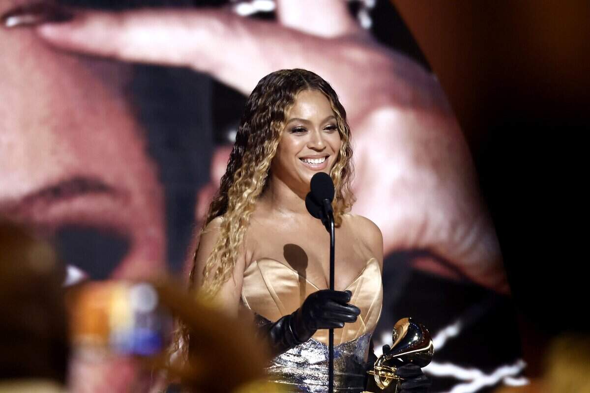 Beyoncé accepts Best Dance/Electronic Music Album for “Renaissance” onstage during the 65th Grammy Awards at Crypto.com Arena on Feb. 5, 2023, in Los Angeles.