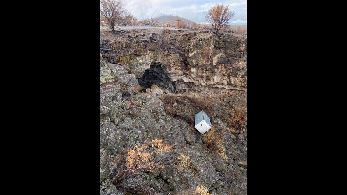 A portable restroom was blown down a cliff in Lava Beds National Monument in Northern California and an “epic mission” was launched to rescue it.