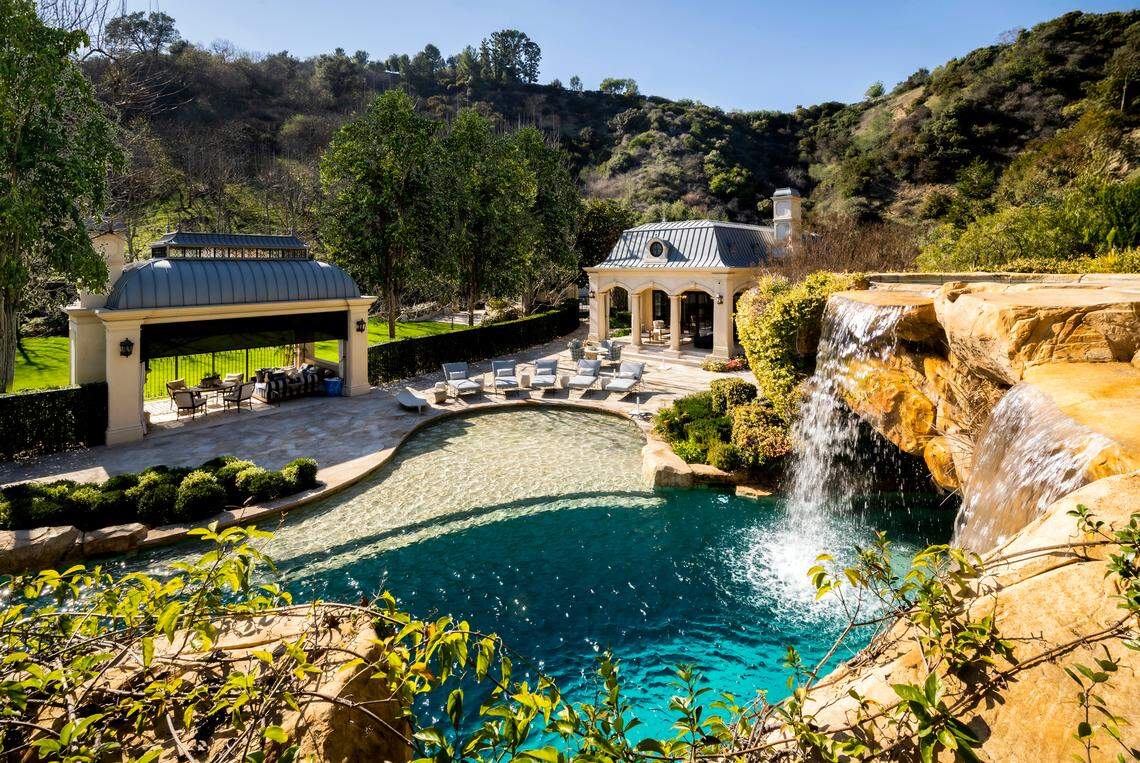 The home sits in a private six-acre setting in Beverly Hills, California.