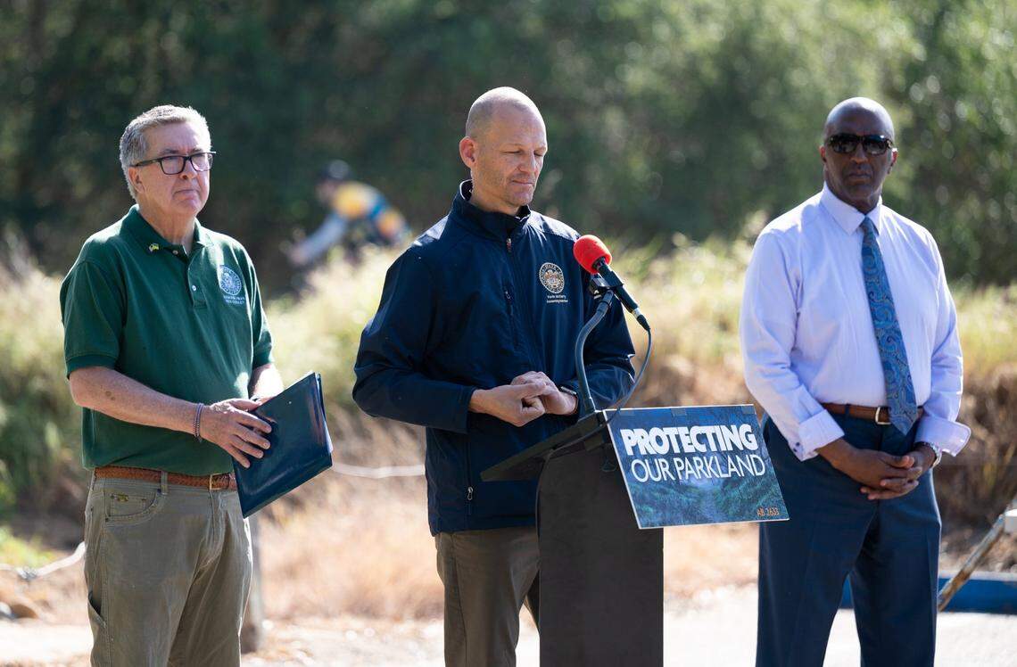 Assembly members Ken Cooley, Kevin McCarty and Jim Cooper launch a plan in April to address public safety and environmental destruction on the American River Parkway. They introduced AB 2633, that would authorize the removal of illegal campsites from parklands.