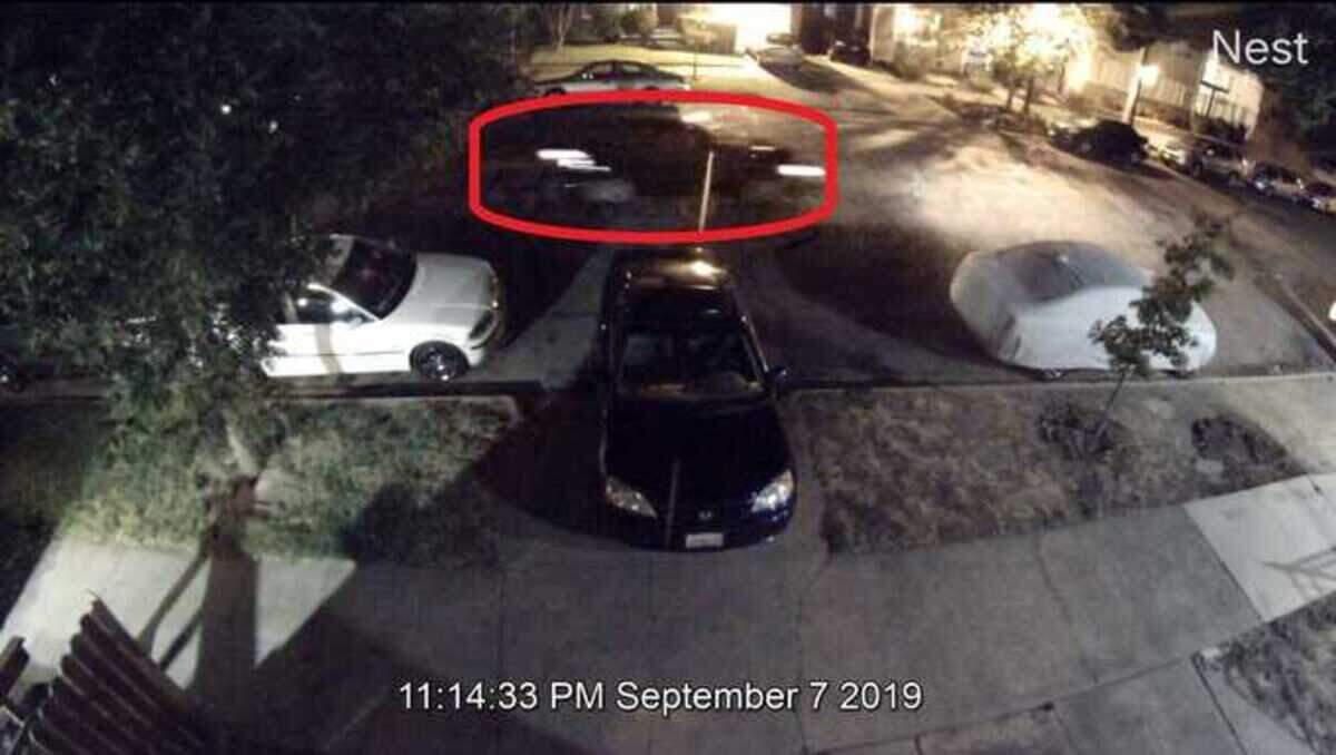 Homicide detectives on Sept. 16, 2020, released this image captured on a security camera that shows a vehicle (in the red circle) which is believed to have been involved in the fatal shooting of Randy Allen Taylor, who was shot on Sept. 7, 2019, in the 3100 block of Broadway in Sacramento, California.