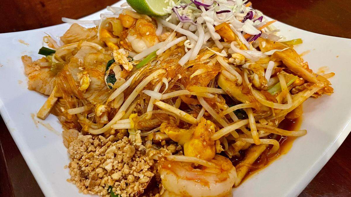 Auburn Thai Garden Restaurant’s pad Thai chaiya ($13) is a Southern variation that uses glass noodles instead of rice noodles.