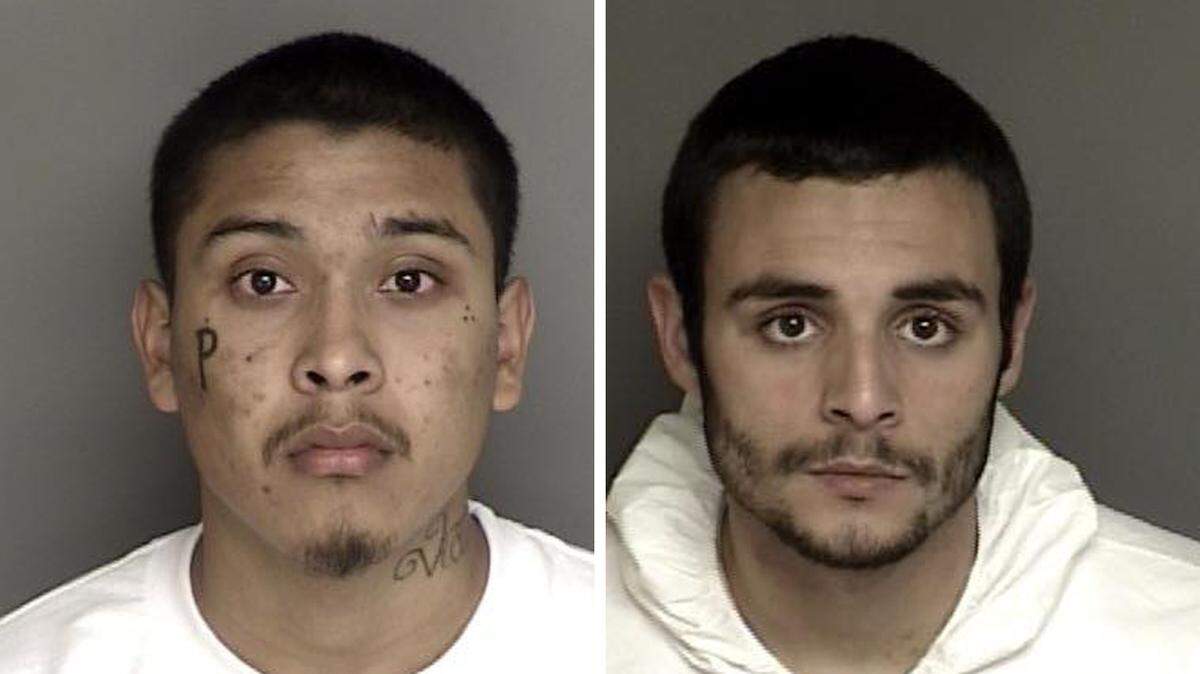 Jonathan Salazar, left, and Santos Samuel Fonseca escaped from Monterey County Jail. Sheriff’s deputies said Tuesday they may have one of the men holed up in a motel.