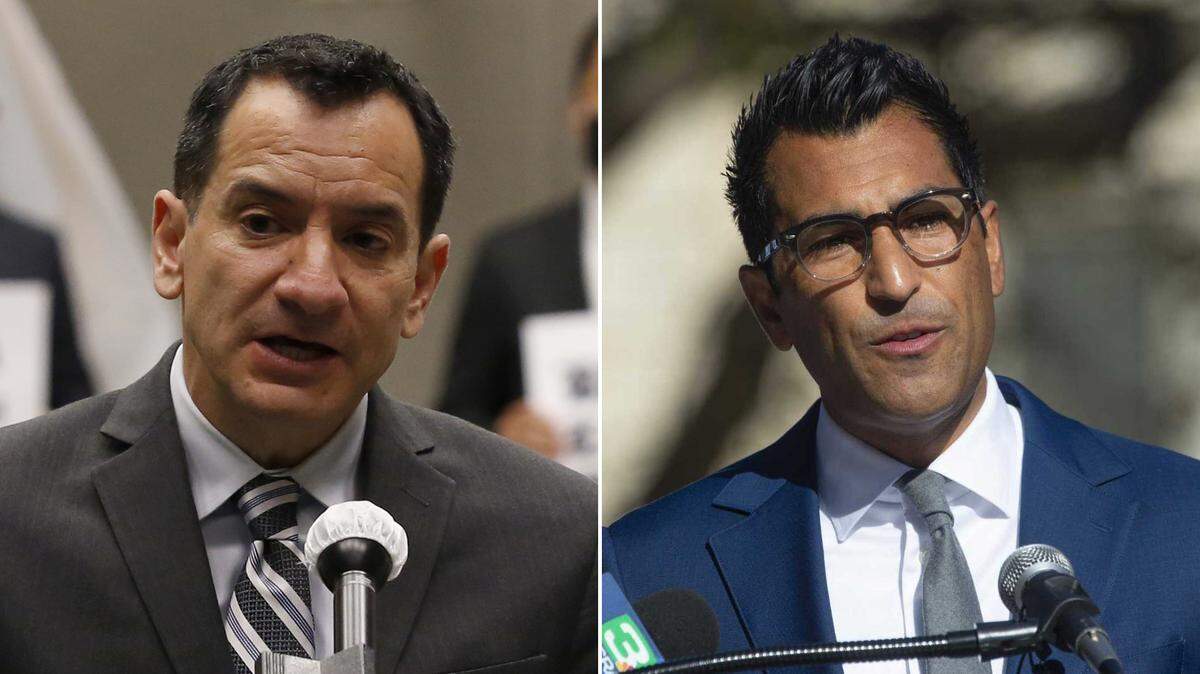 Speaker Anthony Rendon (left), D-Lakewood, and Assemblyman Robert Rivas, D-Salinas, are both competing to lead the California Assembly after the November 2022 election.