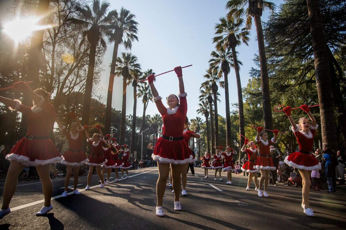 Dancers from the Precision Dance center perform at the Sacramento Santa Parade in Downtown Sacramento, Saturday, December 8, 2018 around Capitol Park.