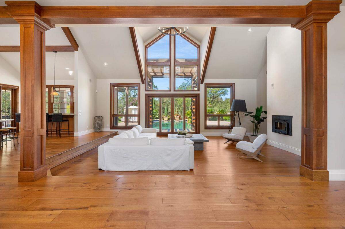 The Granite Bay home at 7450 Shadow Oaks Lane features cathedral ceilings, a gourmet kitchen, fine wood craftsmanship and a vacation-inspired back yard.