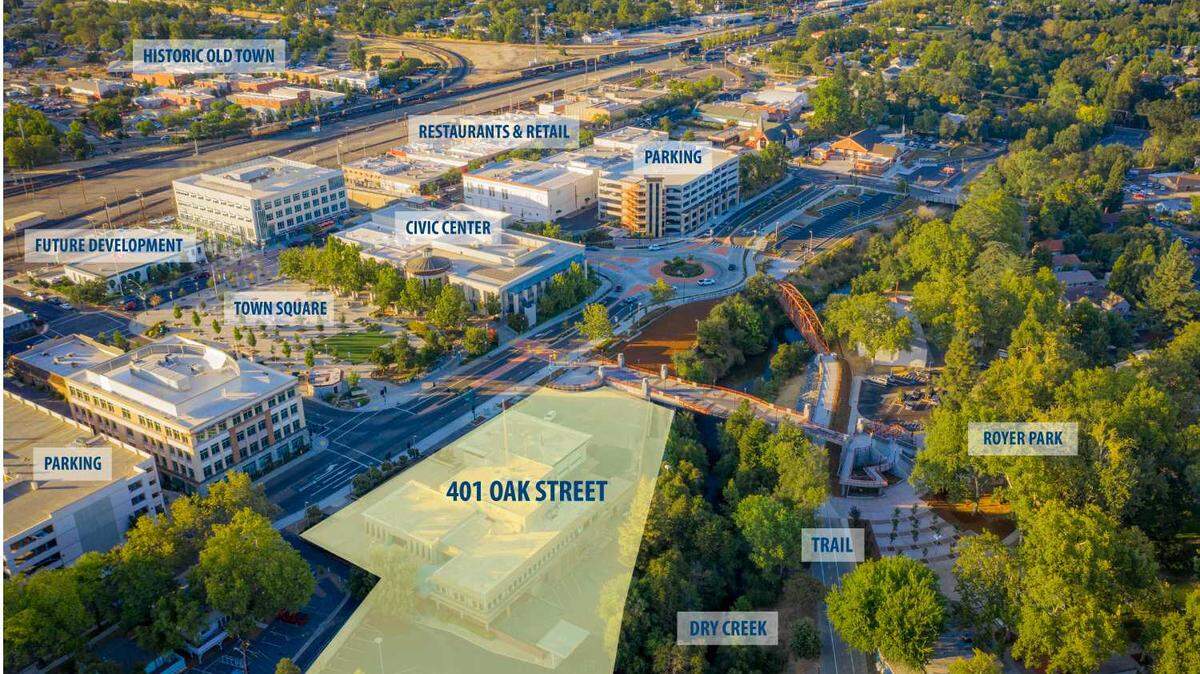 A vacant city-owned property sits at 401 Oak St. in downtown Roseville. The city is negotiating with a developer to build market-rate housing on the site as part of an effort to expand housing options outlined in the 2025 Housing Element Progress Report approved Wednesday.