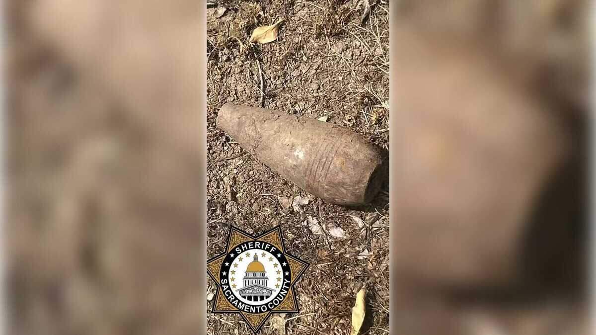 A live mortar explosive shell was discovered by a boy in the backyard of his Carmichael home on Sunday. 