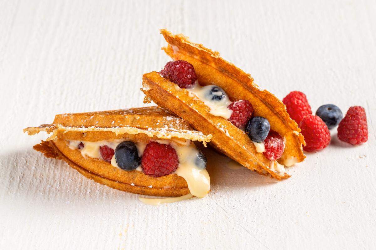Bruxie’s nearly $9 Lemon Cream & Berries waffle is made with housemade lemon cream, raspberries and blueberries.