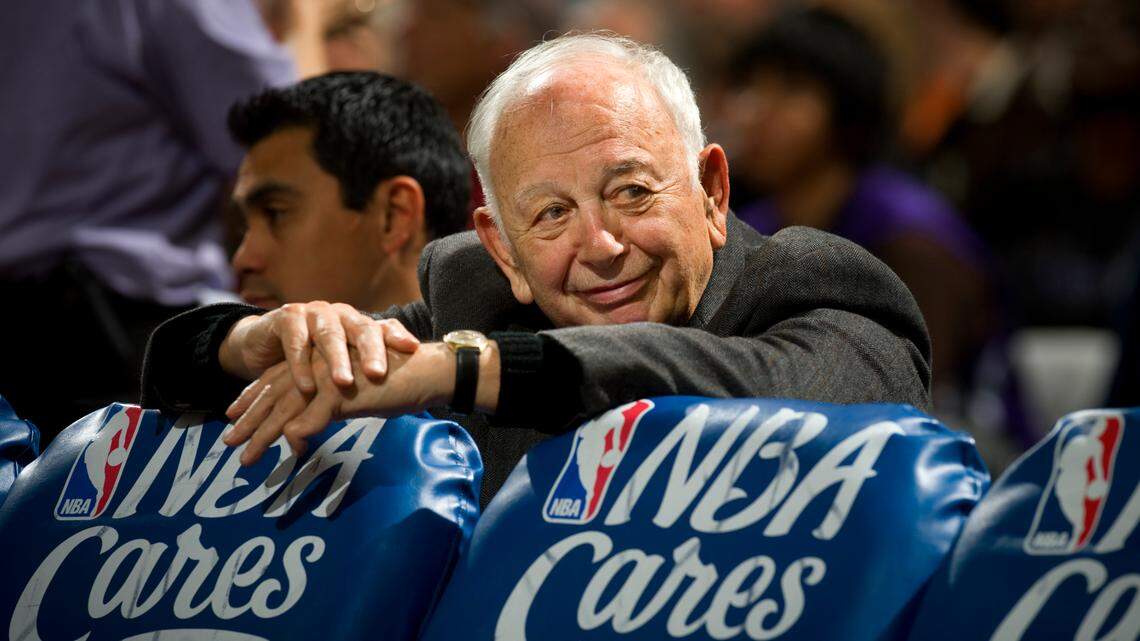 Sacramento Kings assistant coach Pete Carril watches a game between the Atlanta Hawks and the Sacramento Kings at Arco Arena in 2011.