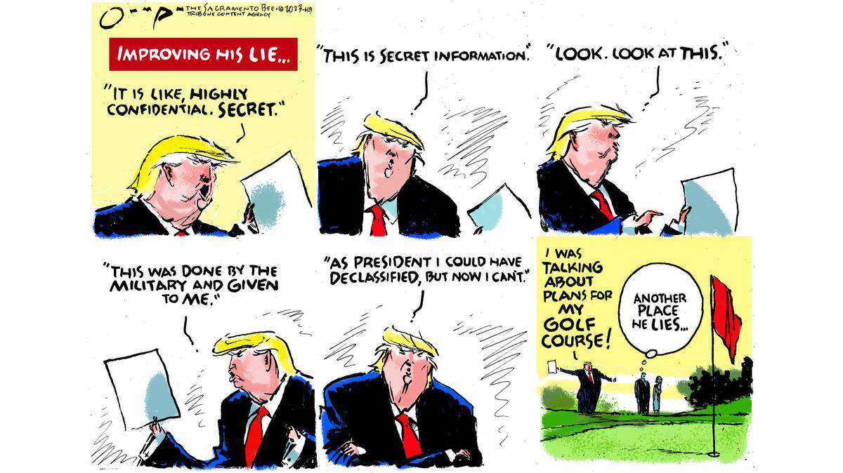 Former President Trump improves his lie.