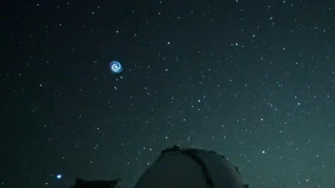 Scientists at the Subaru Telescope in Maunakea posted a time-lapse of a blue spiral that showed up in the night sky over Hawaii Jan. 18.
