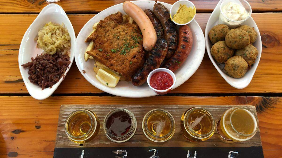 The Oktoberfest sampler ($40) lets customers taste some menu highlights at Kathrin’s Biergarten.