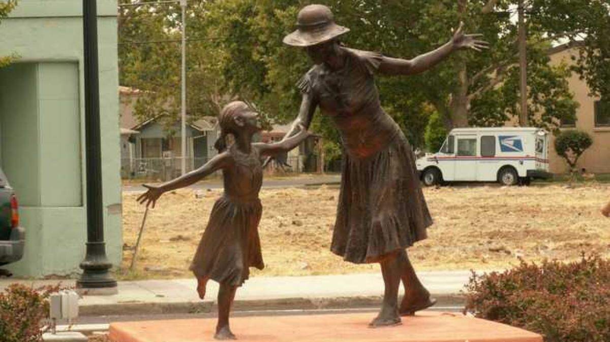 Police on Sunday asked the public to help investigators find a portion of a bronze statue of a woman and a girl titled "Happiness" that was stolen on Dec. 6 from its location on a center median in the 2100 block of Del Paso Boulevard in Sacramento.