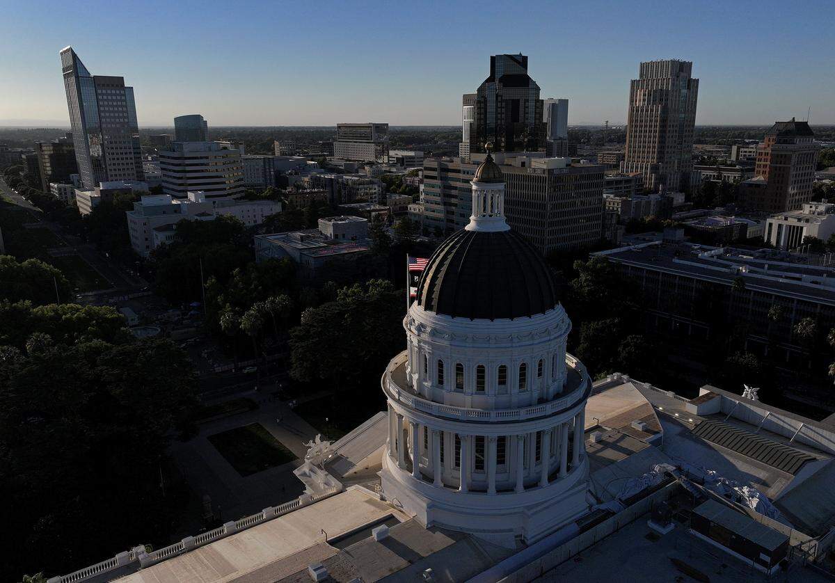 An aerial view of the California state Capitol on August 19, 2025 in Sacramento. (Photo by Justin Sullivan/Getty Images)