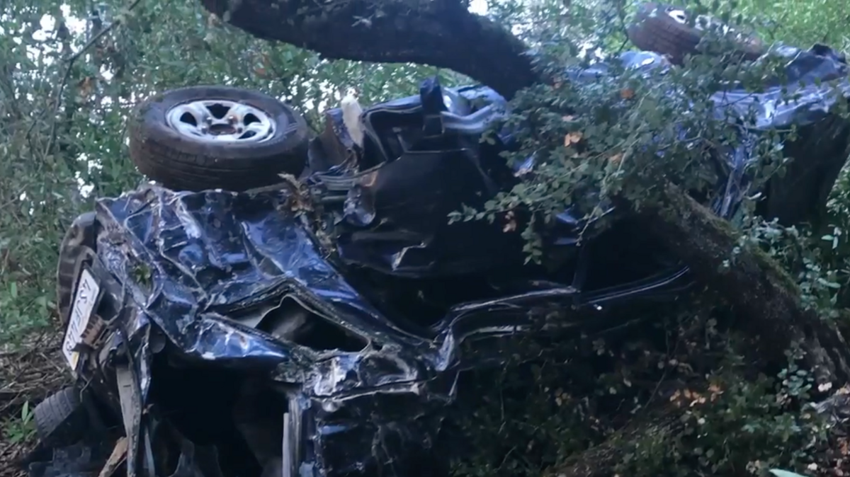 A man and a woman are injured after dropping 1,000 feet down a cliff while driving in Placer County on Sunday morning.
