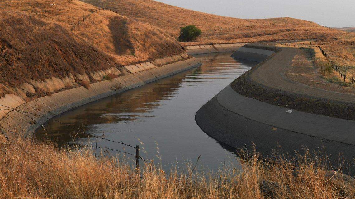 The Friant-Kern Canal flows south from Friant Dam Monday, Sept. 28, 2020, near Friant.