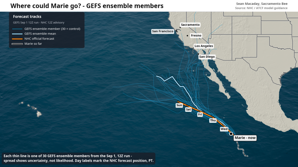 Tropical Storm Marie has formed. Here’s how close it could get to California