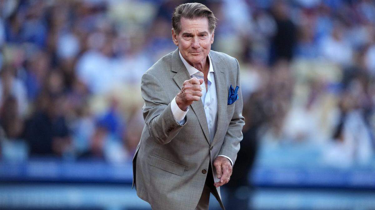Former baseball star Steve Garvey, seen here at a 2023 game at Dodger Stadium, has been running a quiet campaign for U.S. Senate. His supporters are urging him to step it up.