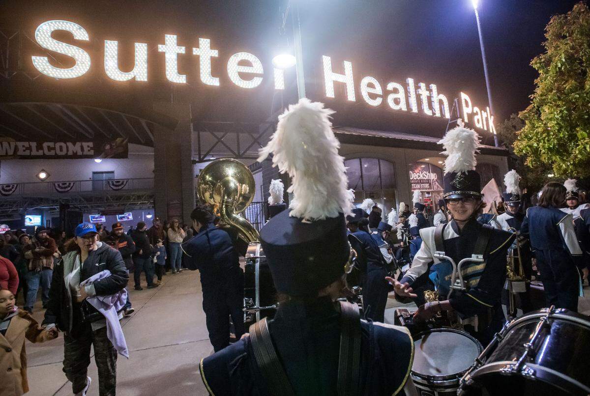 Fans leave Sutter Health Park after the Sacramento River Cats’ home opener against the El Paso Chihuahuas in Triple-A Minor League Baseball on Tuesday, April 4, 2023, in West Sacramento.