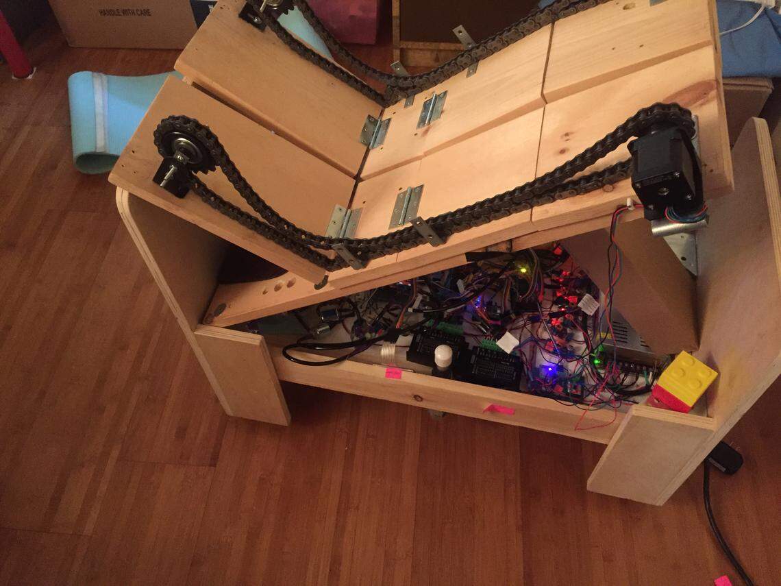 The Personal Care E-Assistant under construction. Arizona State student from New York, Hadassah Fromowitz assembled the prototype that won the university’s Palais Senior Design Prize in spring 2019.