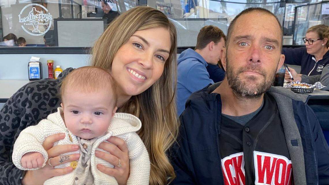 Sara Salde introduces her daughter, Davy, to her brother, Aaron Ward. Ward was fatally hit by a vehicle while crossing a south Sacramento street in January.