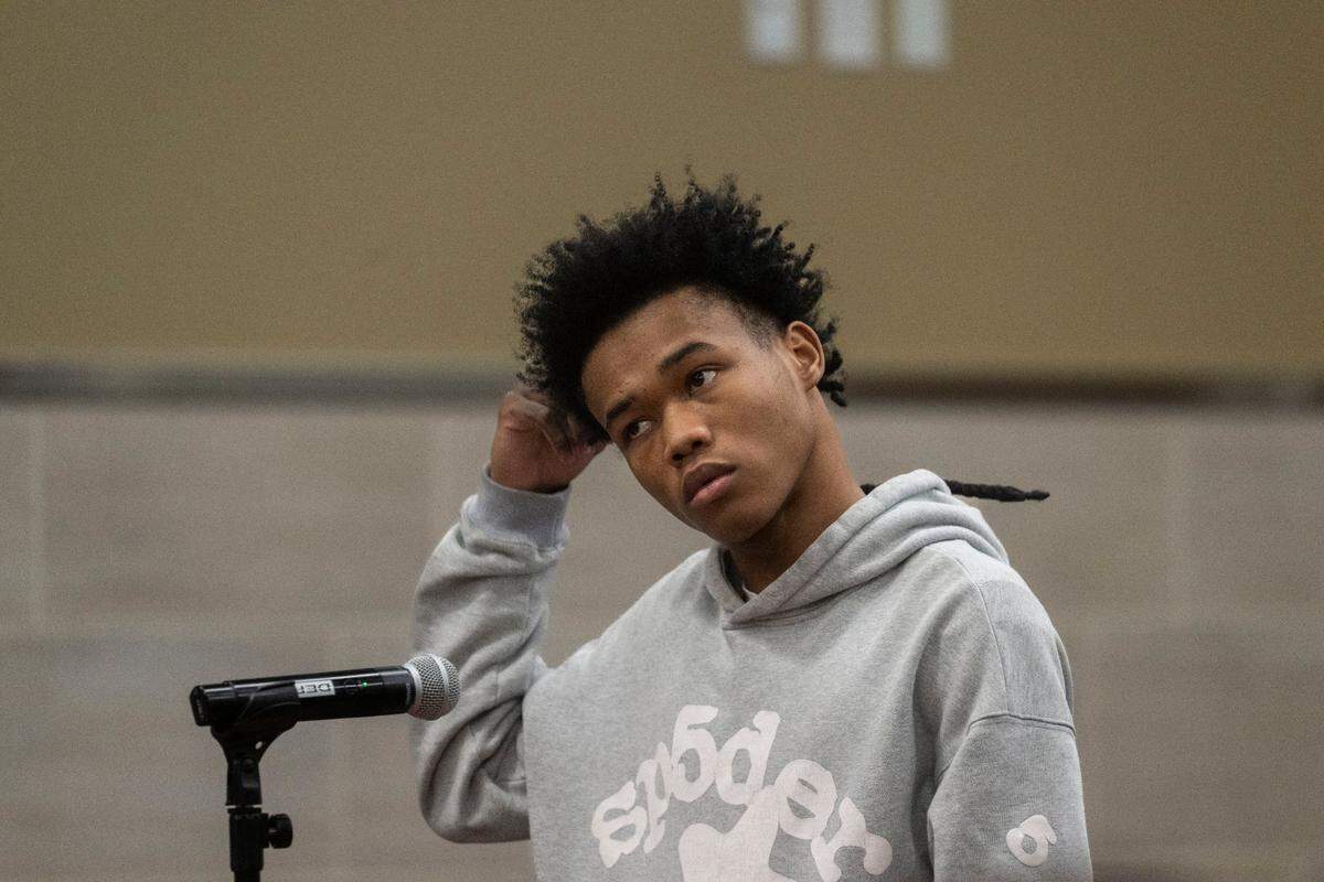 Joseph Allen Davis, 19, who was allegedly involved in the Picnic Day shooting which wounded three people at Community Park in Davis, is arraigned in Yolo Superior Court in Woodland on Wednesday, May 28, 2025. 