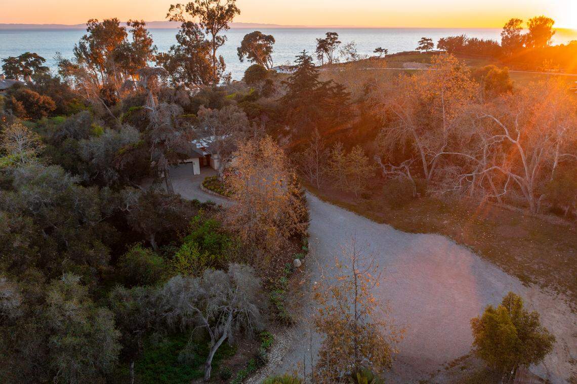 The Carpinteria home of Arthur A. Cameron III, grandson of the oil mogul, sits on 4.21 acres and includes a 2,500-square-foot house with three bedrooms and three and a half baths. A long driveway takes you up to the home.