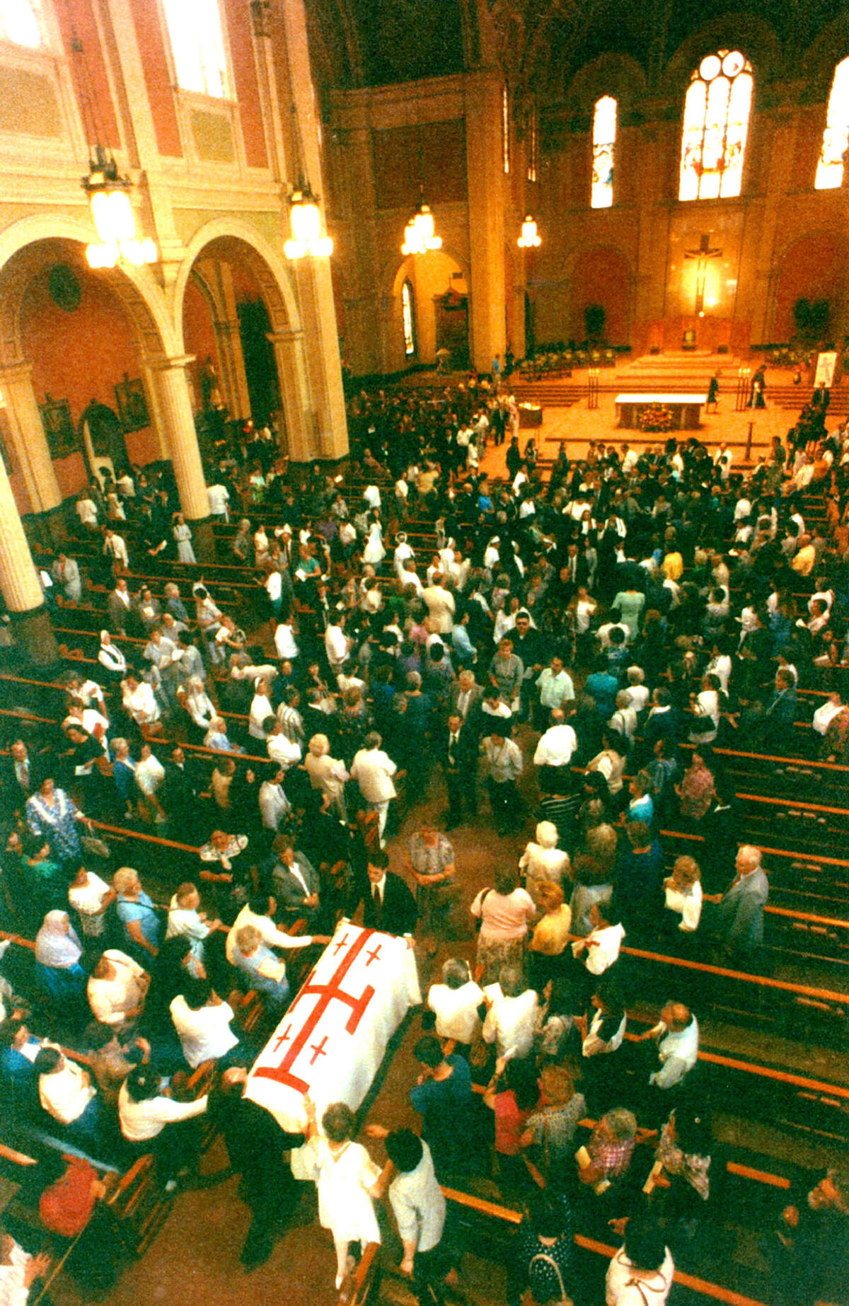 About 2,000 people attended the memorial Mass for Auxiliary Bishop Alphonse Gallegos on Oct. 12, 1991, at the Cathedral of the Blessed Sacrament in downtown Sacramento.