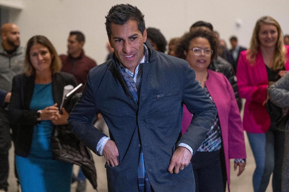 Assembly Speaker-designee Robert Rivas makes a statement after he was elected speaker ar a Democratic caucus meeting on Thursday, Nov. 10, 2022 at the SAFE Convention Center in Sacramento. He will assume the role on June 30, 2023.