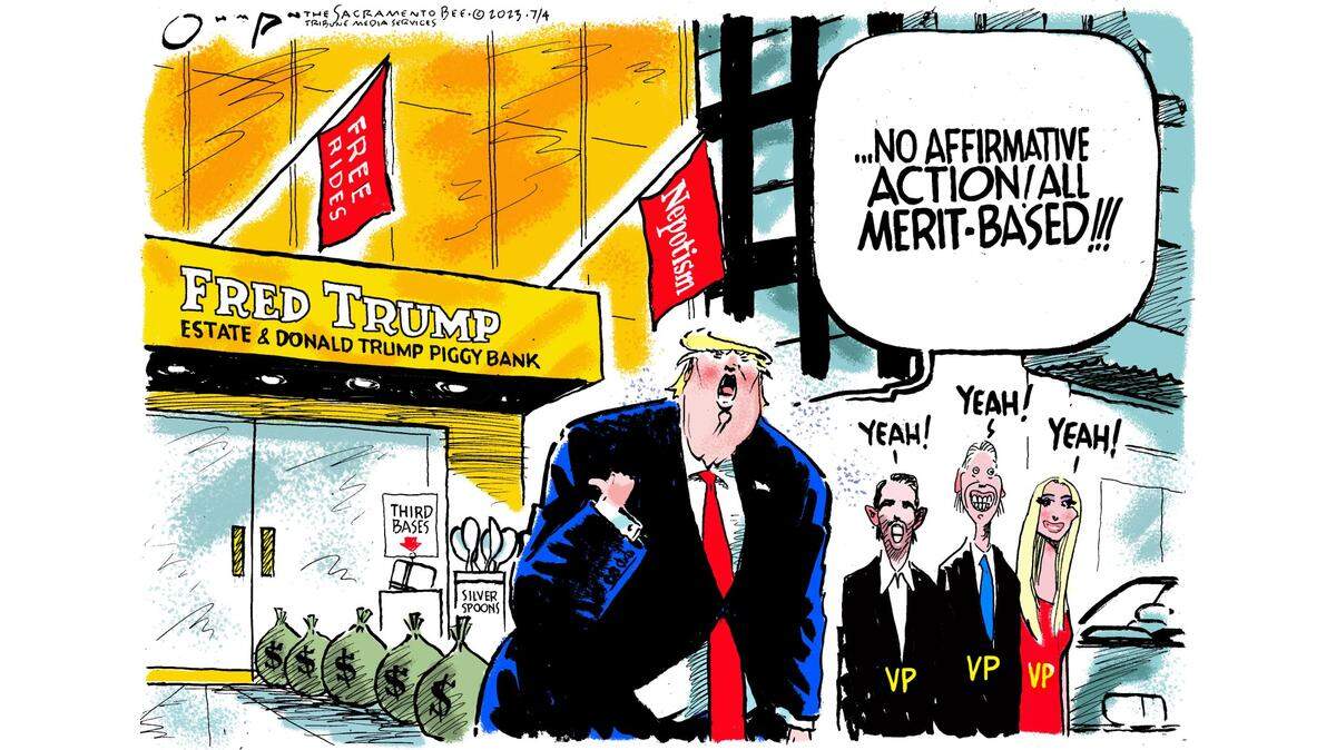 Former President Trump claims he supports merit-based hiring and admissions.