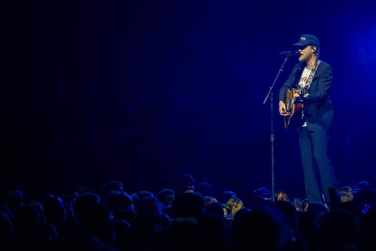Wesley Schultz, lead singer for The Lumineers, performs “You’re All I Got” at Golden 1 Center in downtown Sacramento on Wednesday.