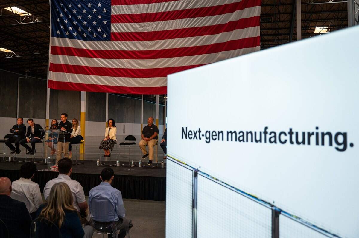 Landon Mossburg, CEO and co-founder of Peak Energy speaks a news conference announcing a new battery plant in Sacramento County on Wednesday, July 8, 2026.