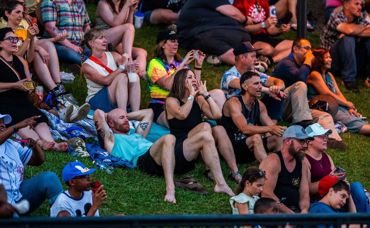 Fans watch Ludacris perform at the California State Fair on Friday.