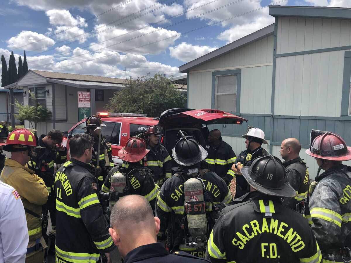 Firefighters found one person dead Wednesday April 13, 2022, after a fire burned a mobile home in the 3900 block of Mack Road in Sacramento, California.
