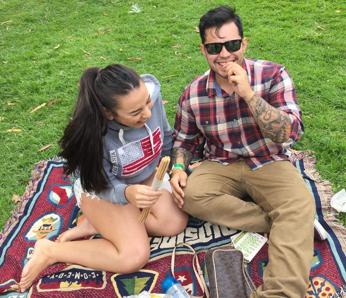 Valentino Rodriguez Jr. and his wife Irma Rodriguez attend the Outside Lands Music Festival at Golden Gate Park in 2016, before their marriage.