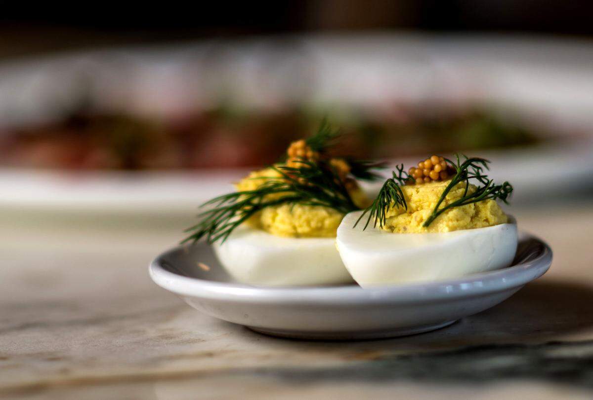 A plate of whitefish deviled eggs ($4) at Betty Wine Bar & Bottle Shop.