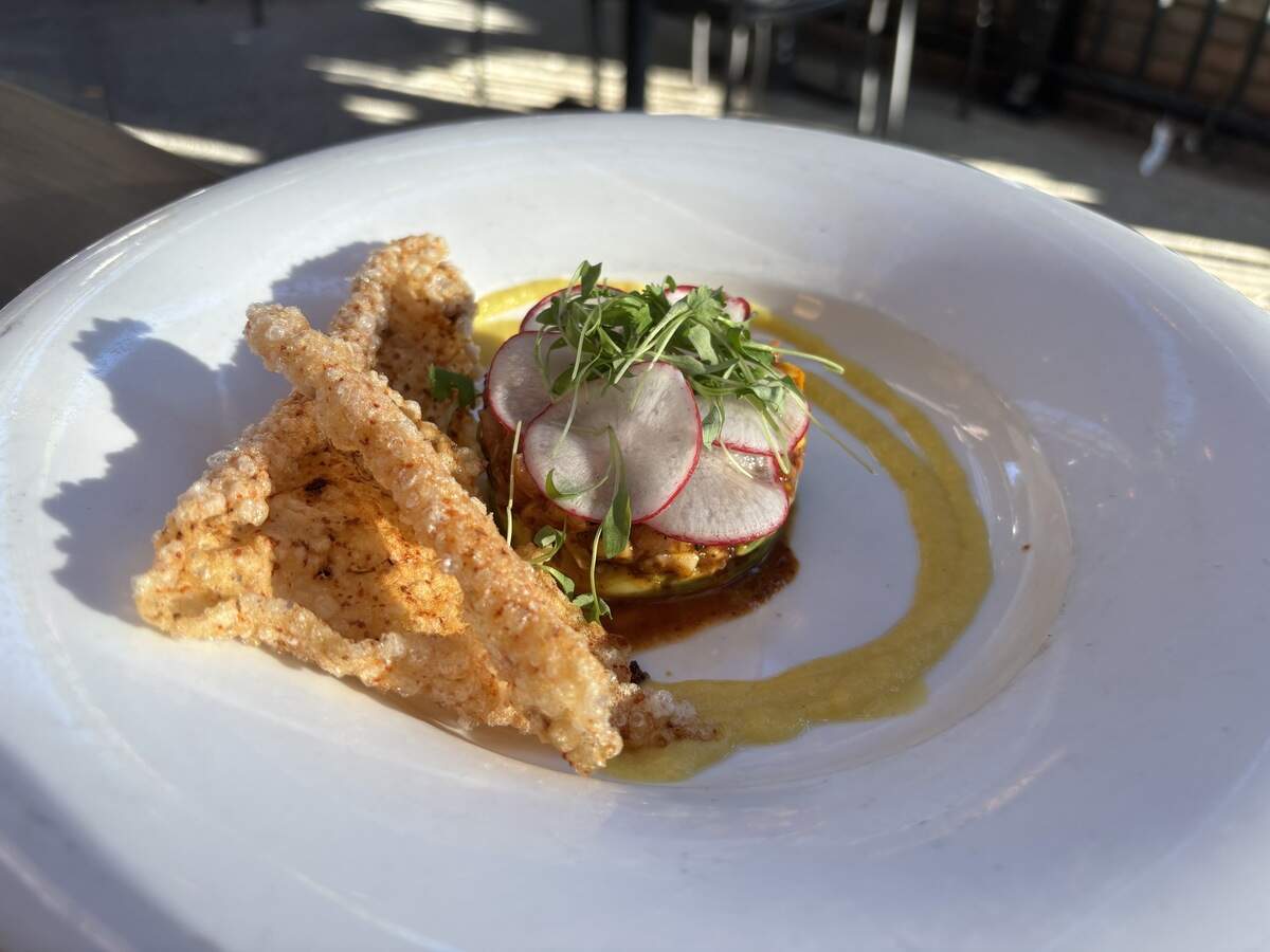 The hamachi tartare dish is part of Scott’s Seafood Roundhouse’s summer farm-to-fork menu, a seasonal tasting menu that highlights California’s widespread food production.