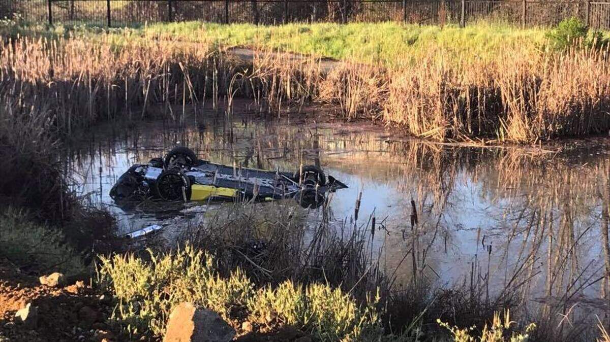 A vehicle lost control and ended up in a Folsom pond Saturday morning, fire officials say.