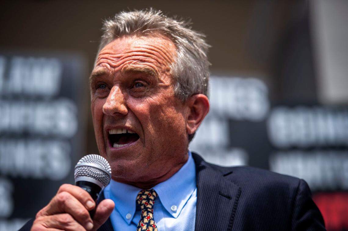 Robert Kennedy Jr. speaks at a rally opposing Senate Bill 276 at the Capitol in 2019.