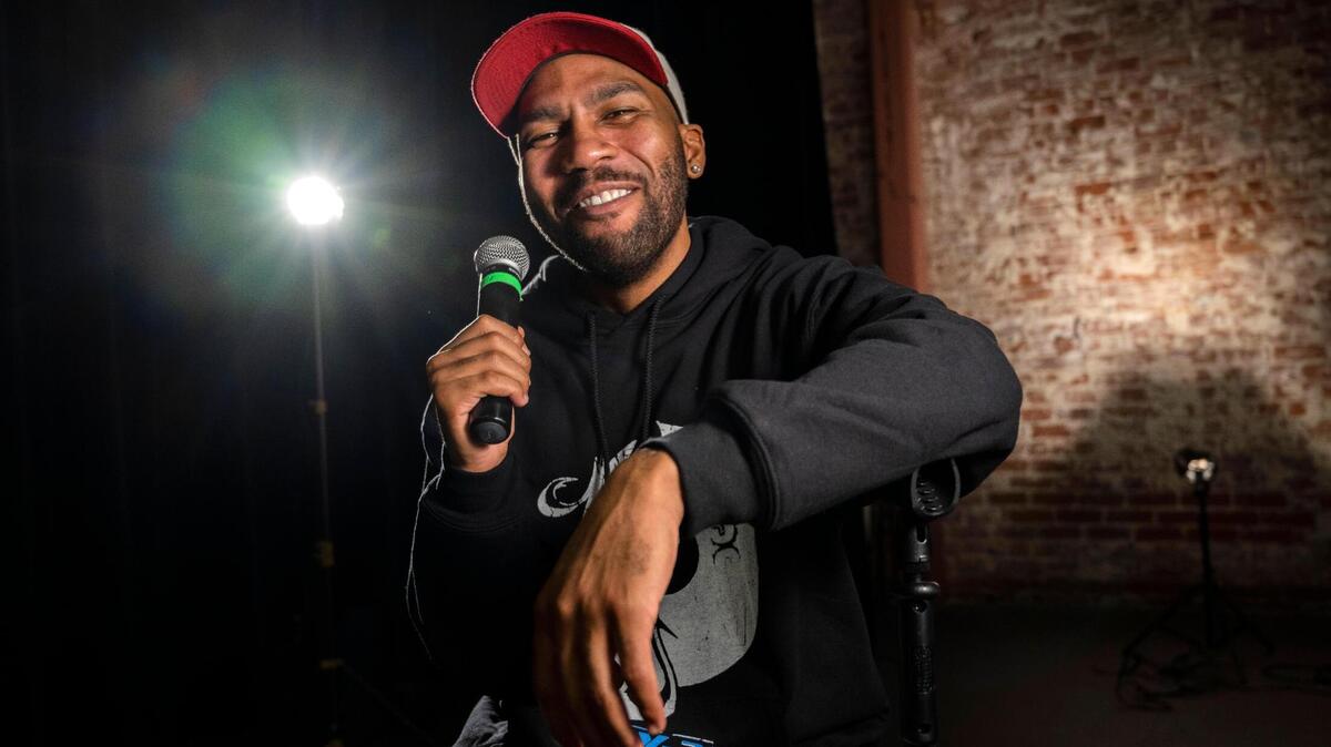 Mars Parker, a Sacramento comedian at the Guild Theatre in Oak Park on Tuesday. Sept. 20, 2022. Parker will have his show debut on Amazon Prime this Thursday, Sept. 22.