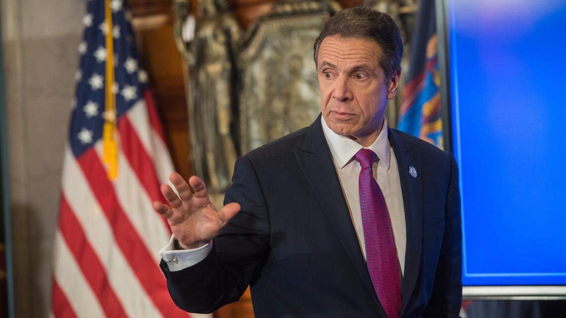 New York Gov. Andrew Cuomo delivers his daily press briefing on COVID-19, Coronavirus in the Red Room of the Capitol on Monday, April 20, 2020 in Albany, N.Y. (Darren McGee/Office of Governor Andrew M. Cuomo handout/TNS)