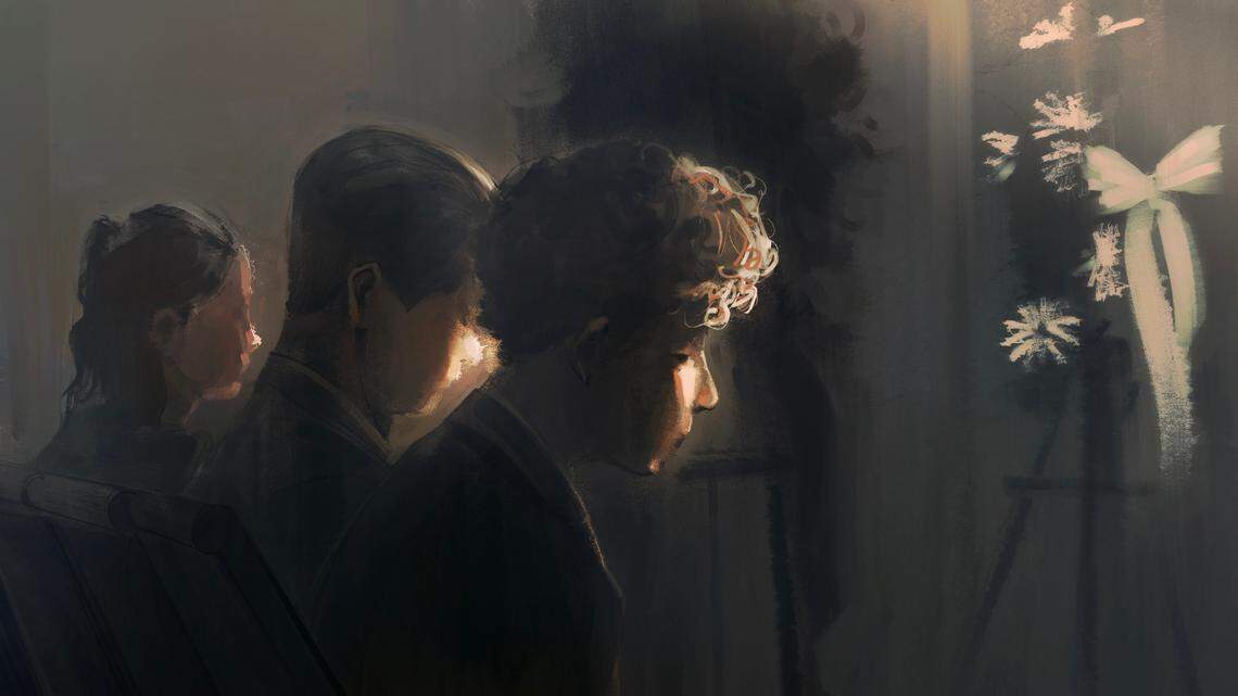 Illustration of the Easton children at their mother’s funeral.