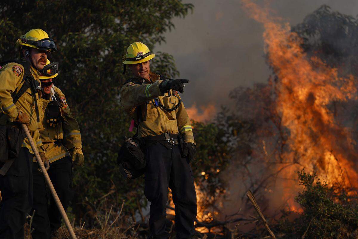 Cal Fire firefighters battle the Sandy Fire as it burns through heavy brush on Monday, May 18, 2026, in Simi Valley. The blaze is part of an early-season surge that has pushed statewide burned acreage to more than double the four-year average since Jan. 1, according to Cal Fire data.
