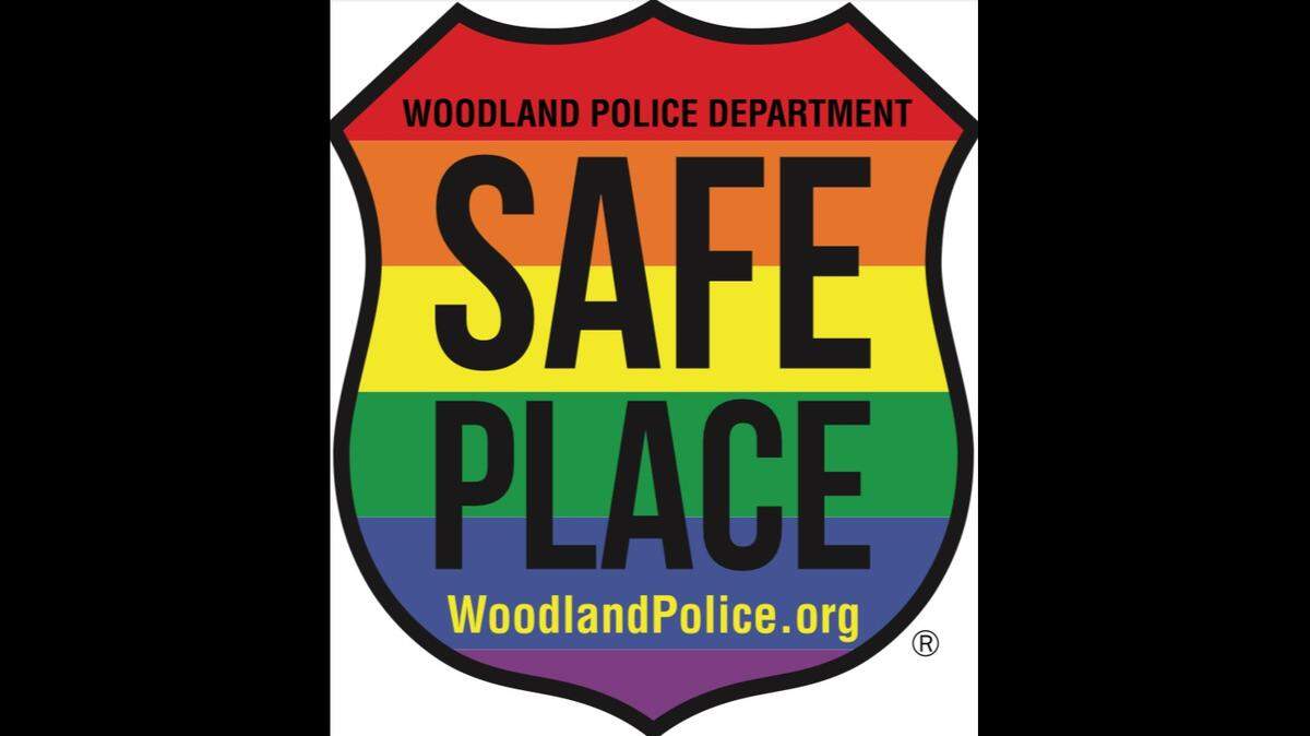 An example of a Woodland Police Department Safe Place Program sticker