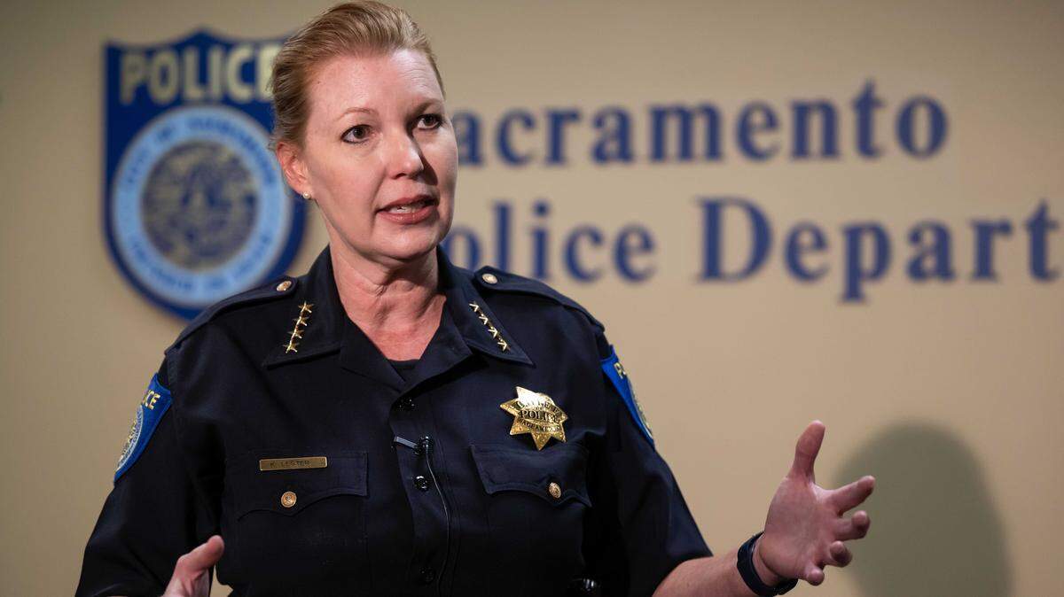 Sacramento Police Department Chief Katherine Lester speaks at police headquarters in 2022. The Sacramento City Council on Tuesday approved a new five-year contract for ShotSpotter, a gunfire detection system that has drawn criticism over cost and effectiveness.