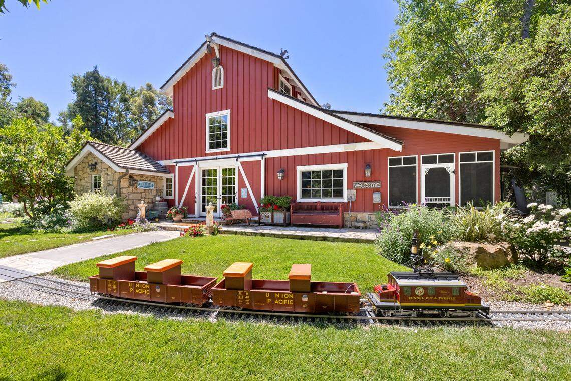 A fully operational 7.5-inch gauge miniature train winds through the estate, complete with a working depot, turntable, bridges and more than 240 feet of tunnel.