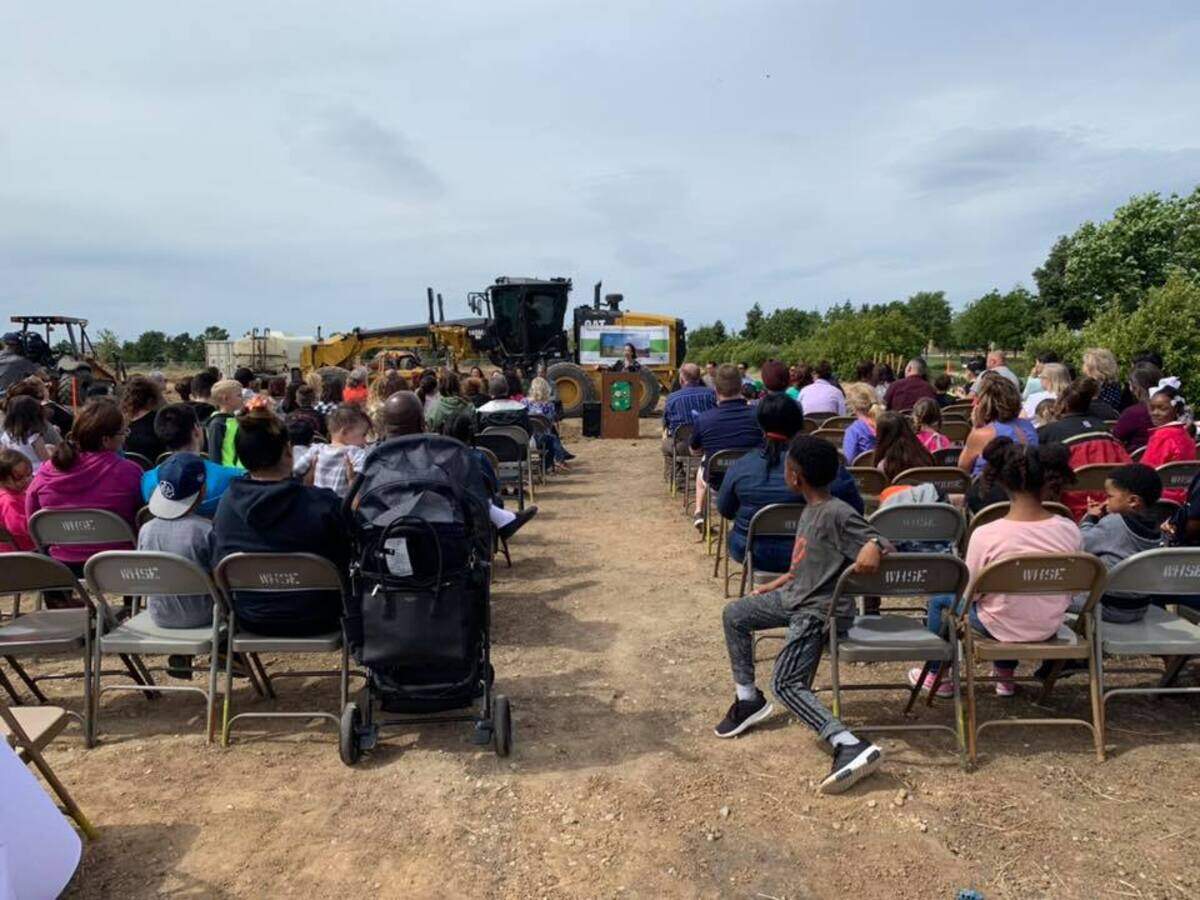 Students, parents, staff members and officials attend a groundbreaking ceremony Tuesday for a new Franklin Elementary campus in Elk Grove. The site at Dorcey and Gilliam drives is scheduled to open in fall 2020.
