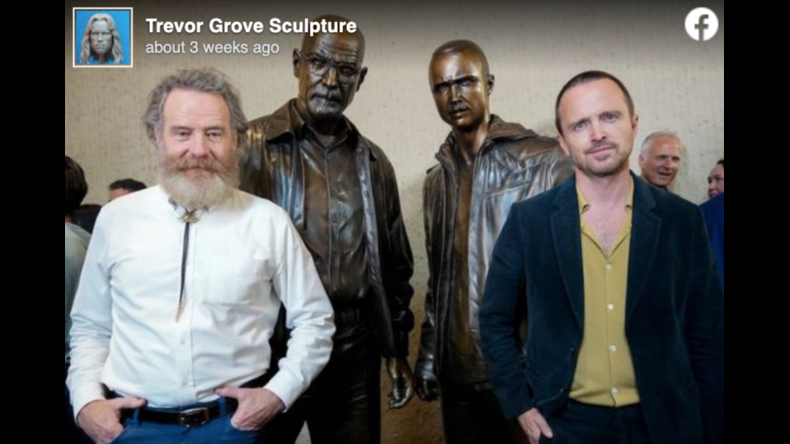 Statues of Bryan Cranston and Aaron Paul in their roles as the “Breaking Bad” duo Walter White and Jesse Pinkman were erected in Albuquerque, New Mexico, in July.