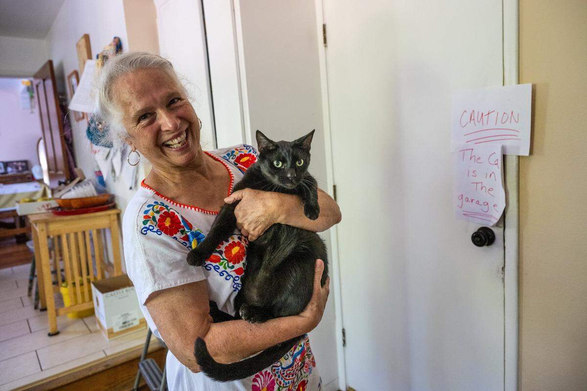 Theresa Conley, 71, said her cat who her family calls Pinot but she refers to as Kitty escaped his cat carrier on the way to the vet and after six months of persistence she got him back in Sacramento on Aug. 24. He had been living with a group of feral cats when she finally trapped him. “He was not happy, but was happy to be home once I got him back here,” said Conley.